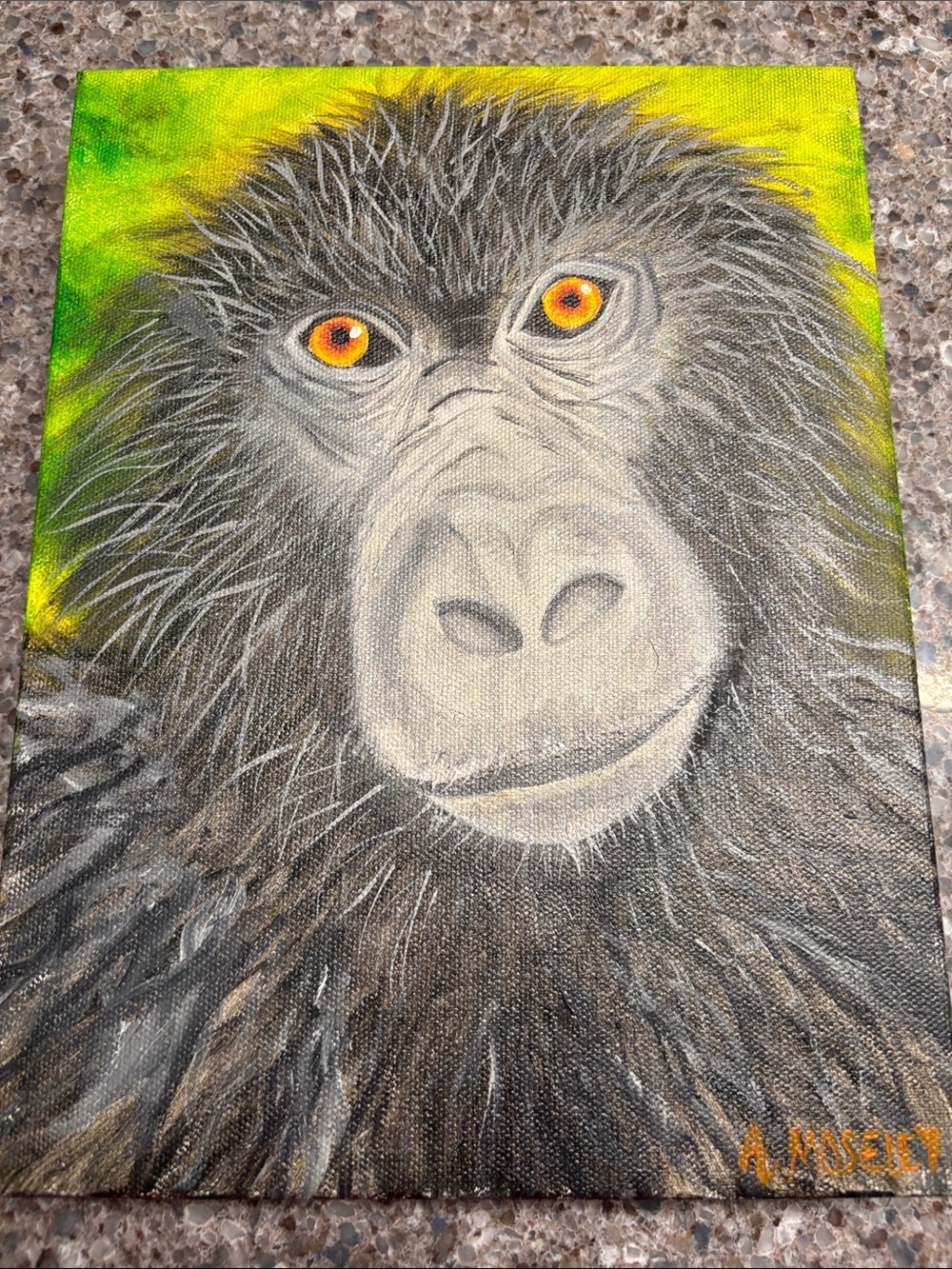 “Young Male Gorilla” original oil painting